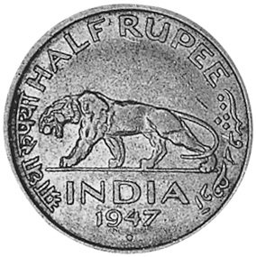 India-British 1/2 Rupee Coin