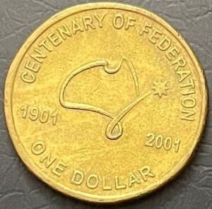 Australia Elizabeth Ii 1 Dollar 100Th Anniversary Of Federation Commemorative Issue 2001