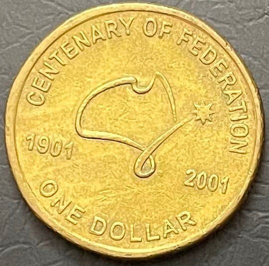 australia-elizabeth-ii-1-dollar-100th-anniversary-of-federation-commemorative-issue-2001-548873-2 Australia Elizabeth Ii 1 Dollar 100Th Anniversary Of Federation Commemorative Issue 2001