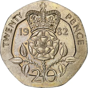 1982 Elizabeth D.G REG F.D UK, Elizabeth II (2nd portrait) 20 Pence Collectible Coin